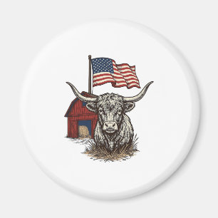 Íman Vaca Longhorn Patriótica e Design Vetorial de Cele