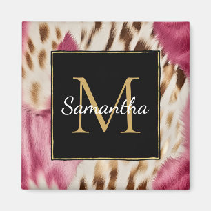 Íman Vaca Ocidental Cor-de-rosa Dourada branca