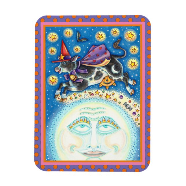 ÍMAN  VACA SOBRE O HOMEM NA LUA, BRANQUEZA COLORIDA (Vertical)