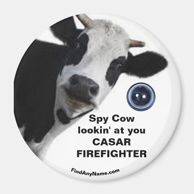 Íman Vaca Spy olhando para você CASAR FIREFIGHTER (Frente)