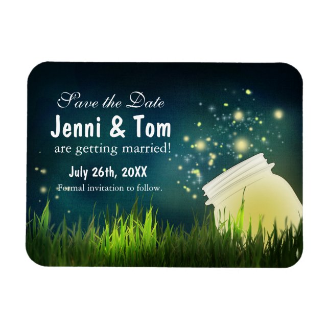 Íman Vagalumes + Mason Jar Rustic Night Date Magnet (Horizontal)