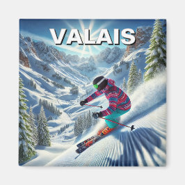Íman Valais Suiça Skiing Skier Viagem