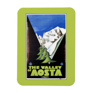 Íman Vale do poster de viagens dos Alpes de Aosta Itáli