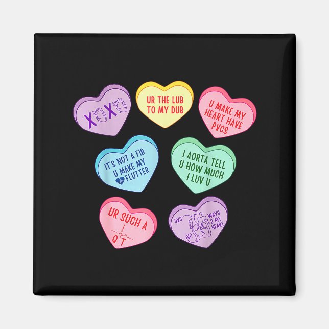 Íman Valentine Cardiologist Hearts Candy Ekg Tech Telem (Frente)