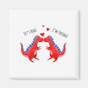 Íman Valentine Engraçado Dinossauro Abraçando Coração T