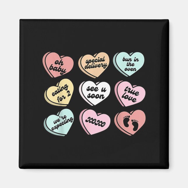 Íman Valentine Hearts Candy Pregnancy Announcement Baby (Frente)