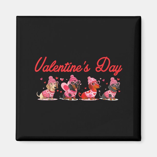 Íman Valentine’s Day Dog Cute Dachshund Dogs For Dog Mo (Frente)