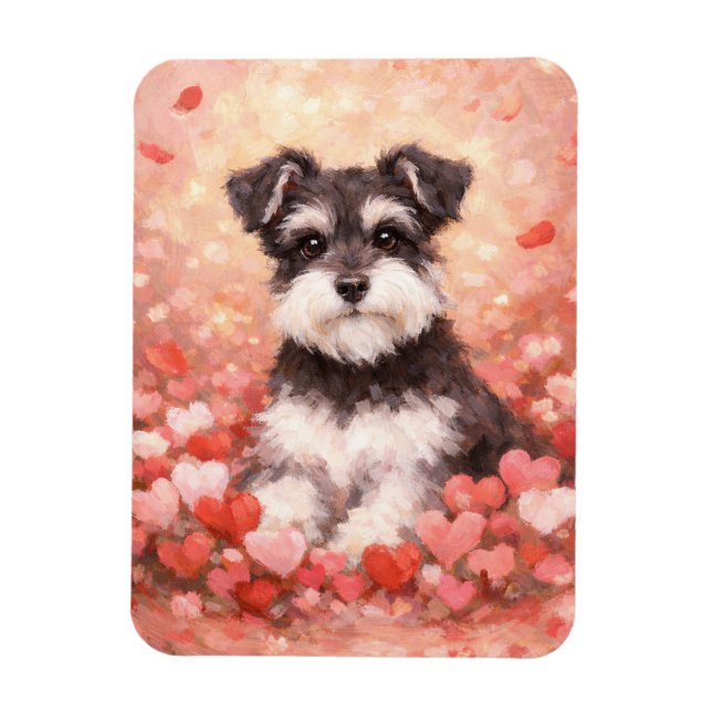 Íman Valentine Schnauzer with Hearts Flexible (Vertical)