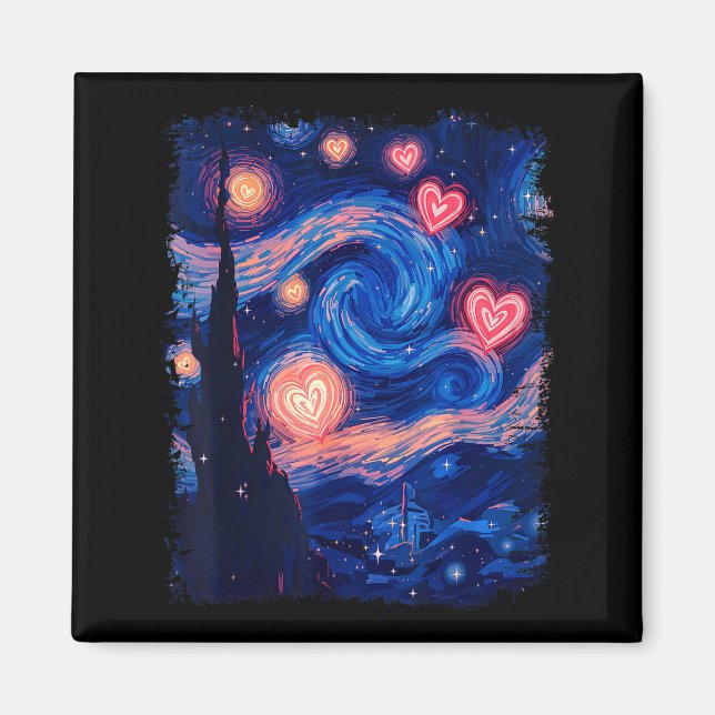 Íman Valentine Van Gogh Starry Night Heart Matching Cou (Frente)