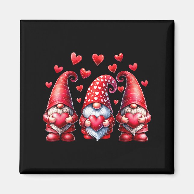 Íman Valentines Day Gnomes Cute Red Hearts Love Gnome W (Frente)