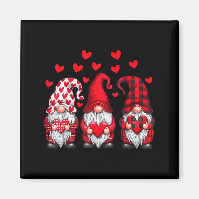 Íman Valentines Day Gnomes Cute Red Hearts Love Gnome W (Frente)