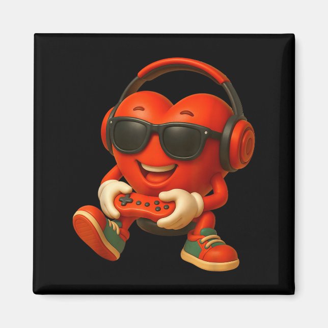 Íman Valentines Day Heart Gamer Video Gaming Boys Men K (Frente)