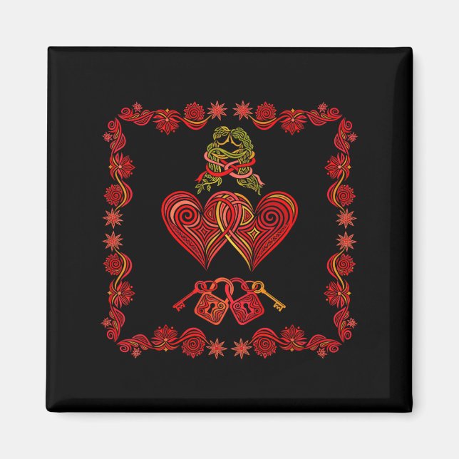 Íman Valentines Day Matching Couple Heart Pajamas Men W (Frente)