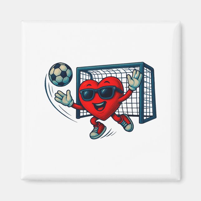 Íman Valentines Day Soccer Goalkeeper Funny Heart Boys  (Frente)