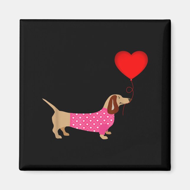 Íman Valentines Weiner Daschund Doxie In Dog Dress  (Frente)