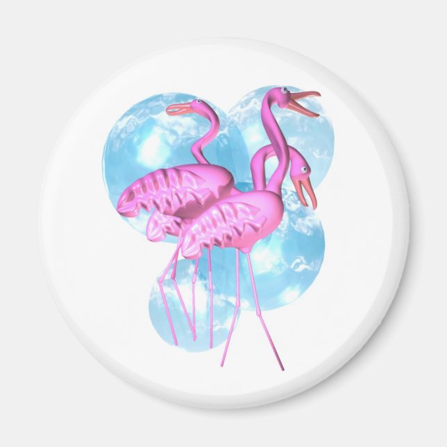 Íman Valxart Three Pink flamingo stand in water (Frente)