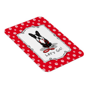 Íman Vamos! Boston Terrier Dog (preto) Engraçado