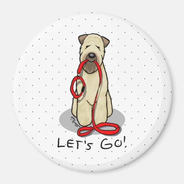 Íman Vamos! Cão de Terrier de Walk Wheaten (batido em 1 (Frente)