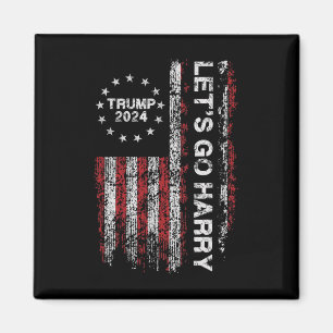 Íman Vamos Harry Comédia Trump Bandeira dos EUA Vintage