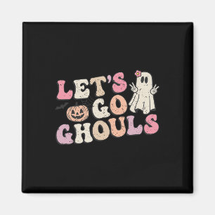 Íman Vamos Ir Ghouls Halloween Retro Ghost Pumpkin Wome