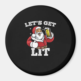 Íman Vamos Obter Papais noeis De Lit Bebendo Beer Natal