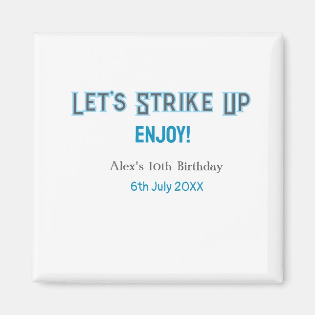 Íman Vamos sobe cinza azul feliz nome de 10 anos (Frente)