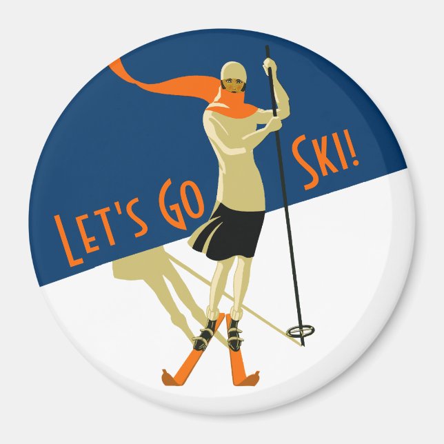 Íman Vamos vai esquiar! Vintage Design Skiers (Frente)