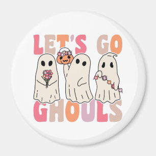 Íman Vamos Vai Ghouls Groovy Ghost Com Flores Vintage