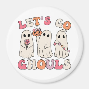 Íman Vamos Vai Ghouls Groovy Ghost Com Flores Vintage
