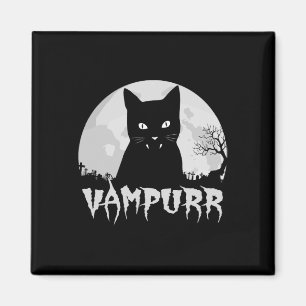 Íman Vampiro De Gato Negro Halloween Com Lua Cheia - Va