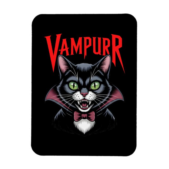 Íman Vampiro de Vampiro Engraçado, Gato Halloween (Vertical)