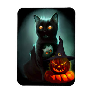 Íman Vampiro Gato e Mágico Pumpkin Halloween Surreal