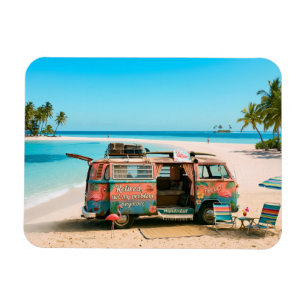 Íman Van com tema de aposentadoria na praia tropical