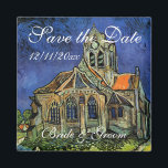 Íman van Gogh, A Igreja em Auvers, Salve a Data<br><div class="desc">Salve o ímã personalizável Data. A Igreja em Auvers (1890), de Vincent van Gogh, é um apos impressionismo de pintura religiosa de arte que apresenta uma mulher caminhando em direção à capela da vila com belas janelas de vidro manchado. Uma cena de arquitetura diária. Sobre o artista: Vincent Willem van...</div>