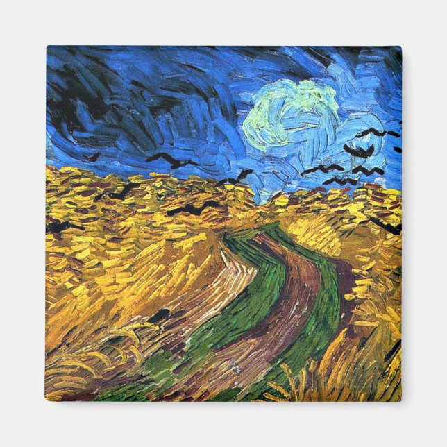 Íman Van Gogh art: Wheatfield with Crows (Frente)