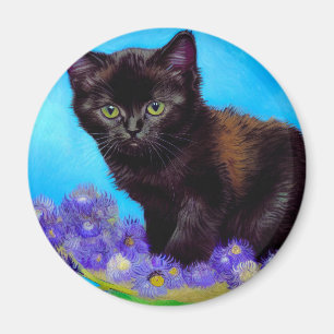 Íman Van Gogh Cat e Flores