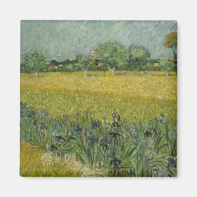 Íman Van Gogh Field Com Flores Perto De Arles (Frente)