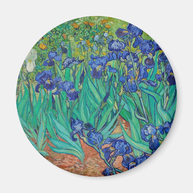 Íman Van Gogh Irises. Inimpressionismo floral azul (Frente)