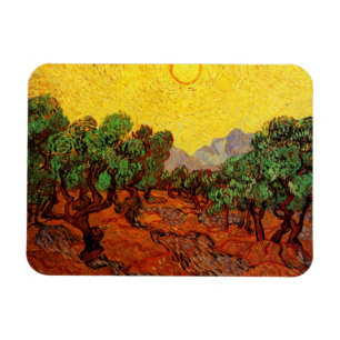 Íman Van Gogh Olive Trees com Céu Amarelo e Sol