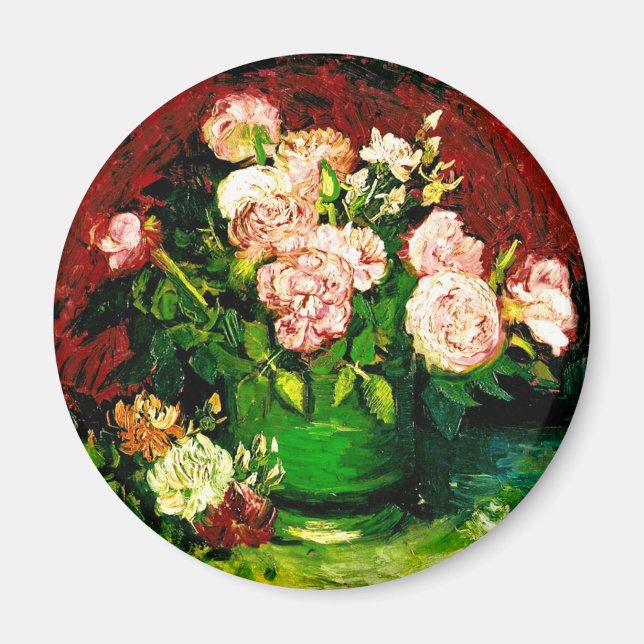 Íman Van Gogh Peonies e Rosas (Frente)