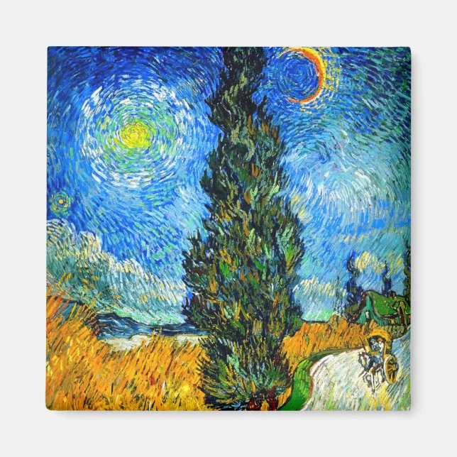 Íman Van Gogh Road com Cypress e Star (Frente)