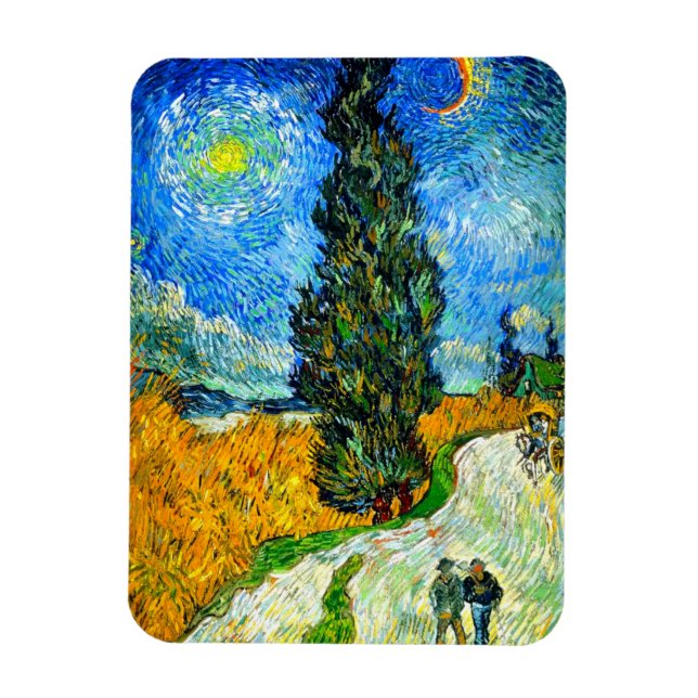 Íman Van Gogh Road com Cypress e Star (Vertical)