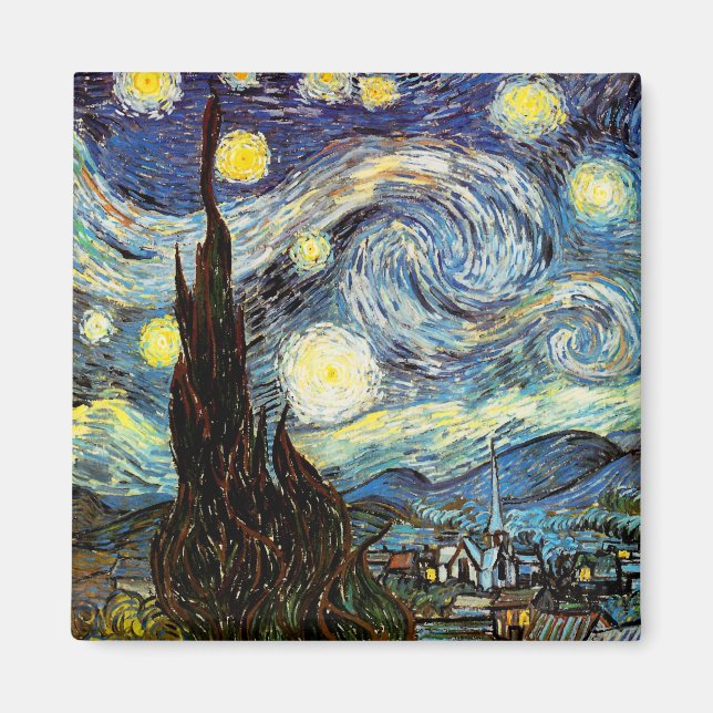Íman Van Gogh Starry Night Fine Art (Frente)