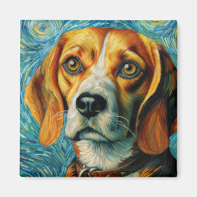 Íman Van Gogh Style Beagle Art (Frente)