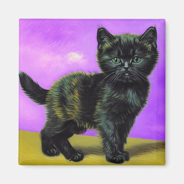 Íman Van Gogh Style Cat (Frente)