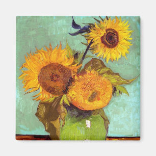 Íman Van Gogh - Três Girassóis Em Um Vaso - Arte Fina
