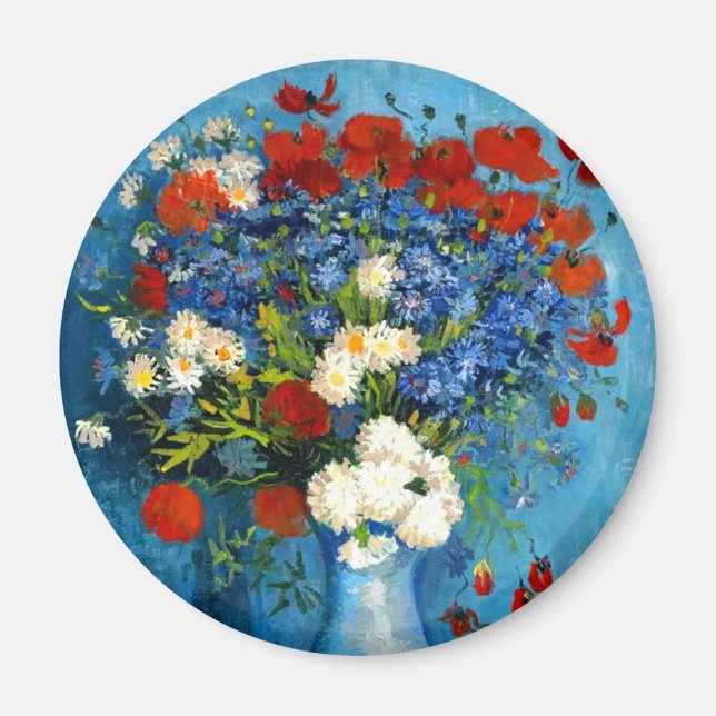 Íman Van Gogh Vase com Cornflower e Poppies (Frente)