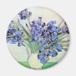 Íman Van Gogh Vase com irrises, Vintage Floral Fine Art