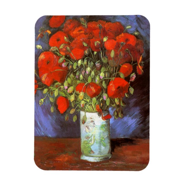 Íman Van Gogh: Vase com Papa Vermelho (Vertical)