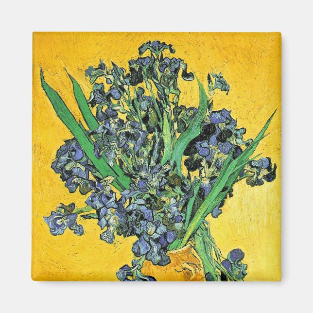 Íman Van Gogh - Vaso com Íris Fundo Amarelo (Frente)